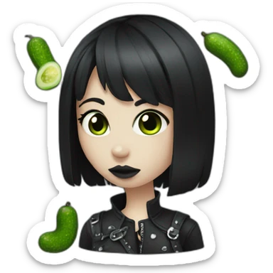 Goth girl with a pickle sticker