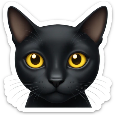 Black slim cat with big yellow eyes and big pupils sticker