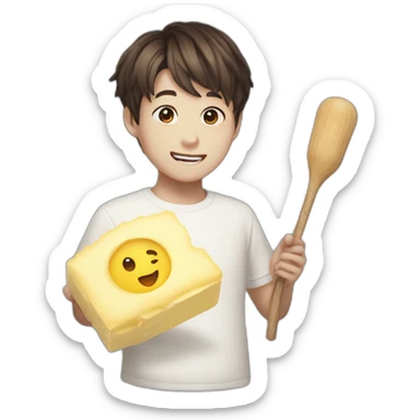 Emoji of Jungkook holding a stick of butter sticker
