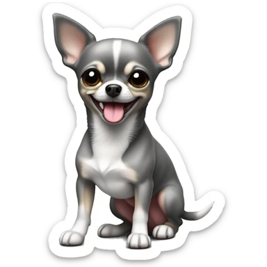 Super cute and mini Chihuahua with a tongue in grey colour full body should be displayed  sticker