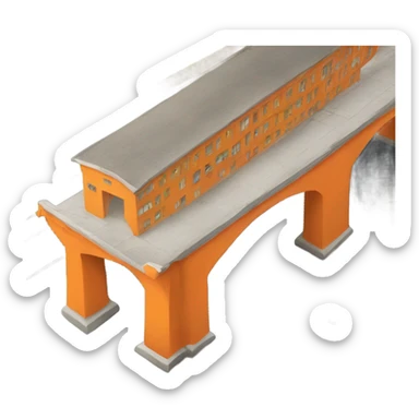 Orange ashram under a highway overpass  sticker