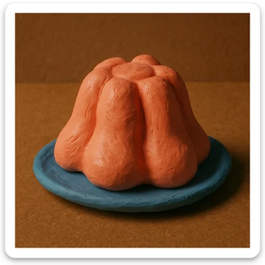 a claymation style jelly dessert with a wobble sticker