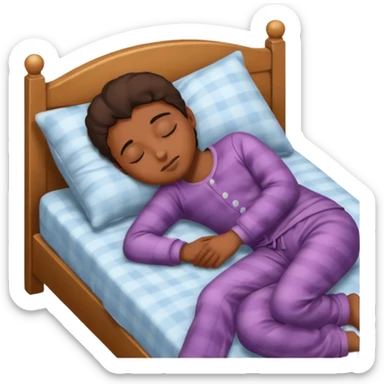 A lazy emoji, a person sleeping on a bed sticker