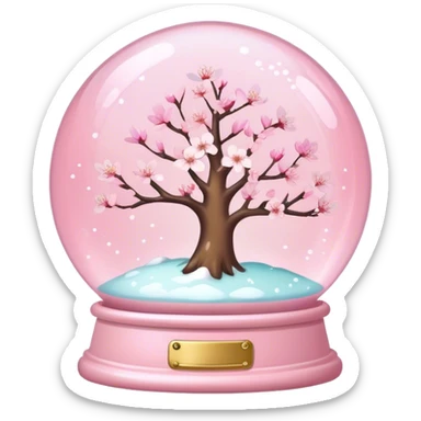 Pastel pink snow globe，Cherry blossom sticker
