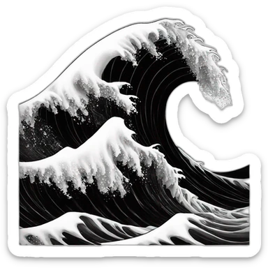 Black and white wave sticker