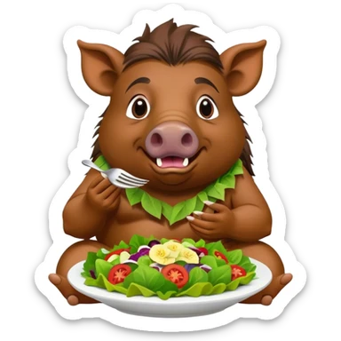 Hawaiian hippy boar eating a salad sticker