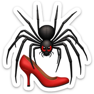 Spider with red high heels on all of his legs sticker