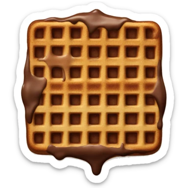 a square waffle with chocolate melted on top sticker