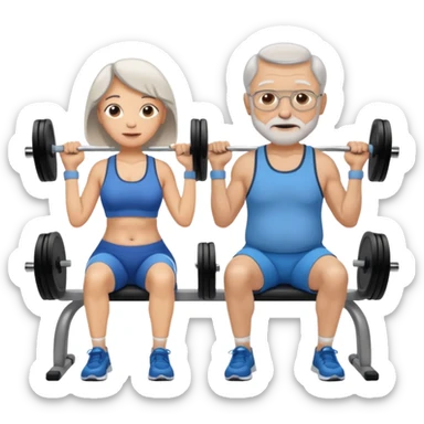 light skin grandma and grandpa work out at the gym and They have neutral colours of clothes sticker