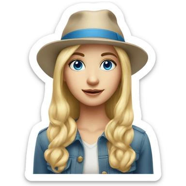 blonde girl and blue eyes wearing hat portrait sticker