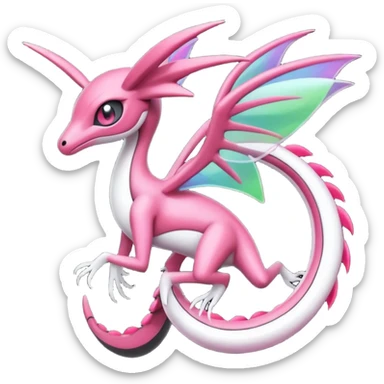 Magenta, black and white Meloetta-Flygon-Gorebyss-Salazzle-Pokémon-Fakémon-creature-fusion-hybrid sticker