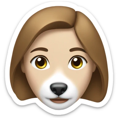 White Woman hair brown and bleus eyes and golden Husky With green eyes sticker