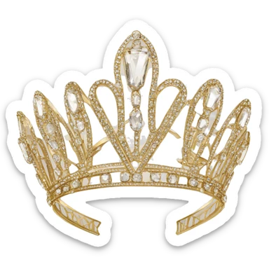 art deco queen tiara gold crystals sticker