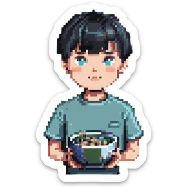 boy with bowl haircut sticker