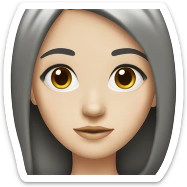 girl with black hair, pale skin, oval face, straight nose, almond eyes  sticker