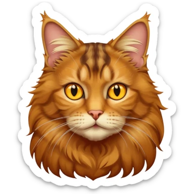 A Maine coon tabby cat emoji with yellow eyes  sticker