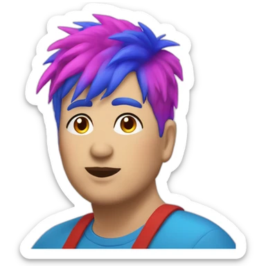 Older fat lesbian Chilean very short spiky bright blue hair sticker