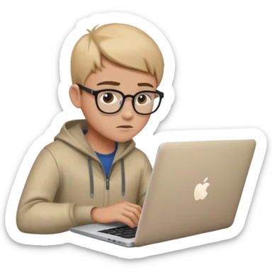 boy working in Macbook, he graphic designer sticker