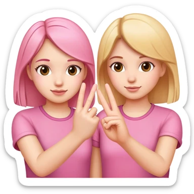 Two girls making a pinky promise  sticker