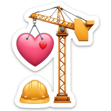 construction and hearts sticker