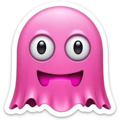 Pink Pacman ghost character with big eyelashes sticker
