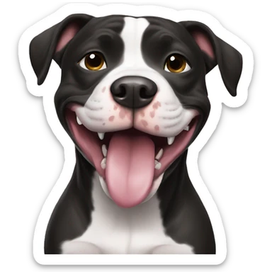 Silly, happy, black and white pitbull sticker