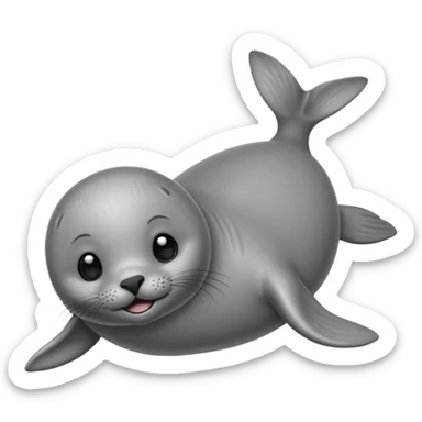 cute seal lying on its back, smiling sticker