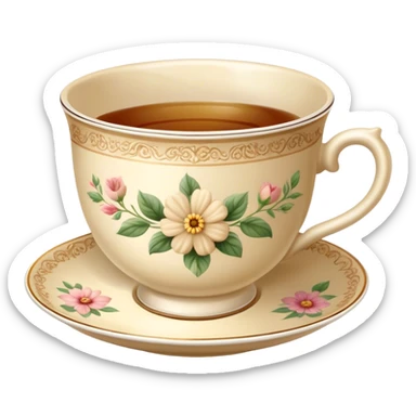 Vintage tea beige with flower design sticker
