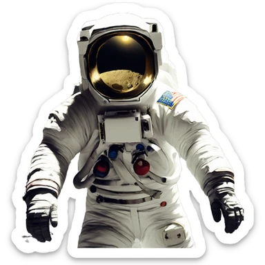 astronaut on the moon sticker