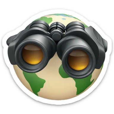 Binoculars on a globe sticker