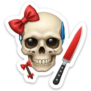 Put a bow on a 💀who is holding a knife  sticker