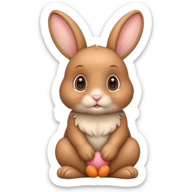 a sitting cute light brown bunny with big cute eyes  sticker