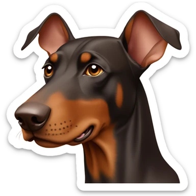 Different shades of brown Doberman without cropped ears looking forward and happy  sticker
