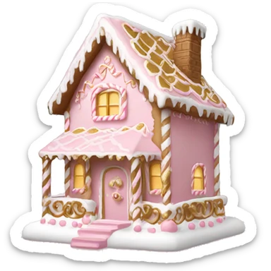 light pink and gold and white gingerbread house sticker