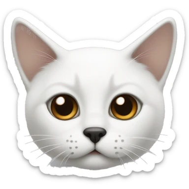 White cat with brown dot, a black nose and black ears sticker