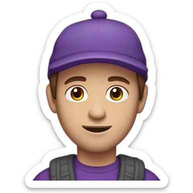 guy with brown hair and a purple cap white skin wearing a purple sweater sticker