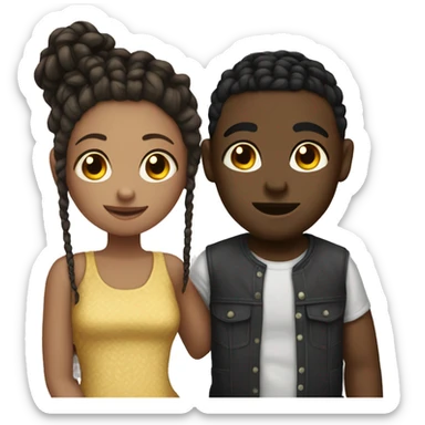 black boy with cornrows and brunette girl making out sticker