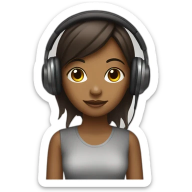 Brown girl with microphone and headphones sticker