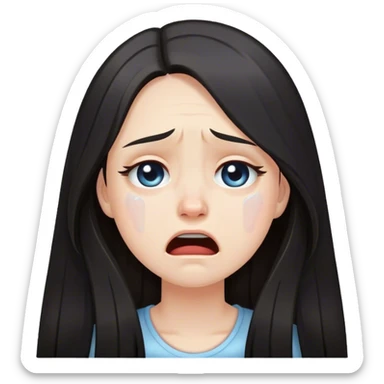 pale girl long dark hair crying sticker