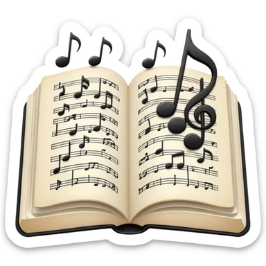 open book with musical notes above it sticker