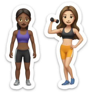 Two brunette white girls working out sticker