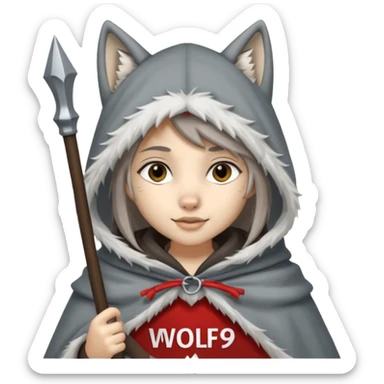 Wolf girl holding a banner that say #Wolf99 sticker