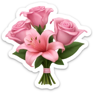 bouquet of pink roses and 2 large pink lillie's  sticker