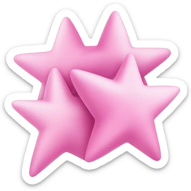 Three small pink , five-pointed stars grouped together. The stars have a slightly elongated shape, giving them a twinkling effect. They vary in size, with the largest star in the center and two smaller stars on either side.  sticker