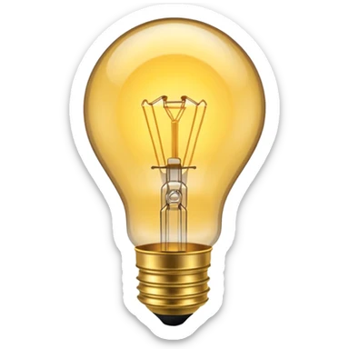 Standard incandescent light bulb with brass base and clear glass sticker