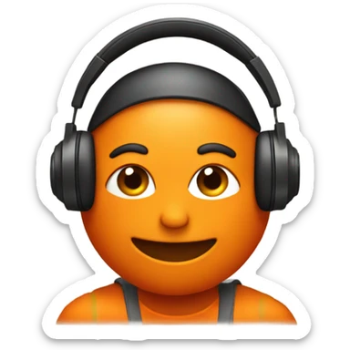 an orange guy with headphones sticker
