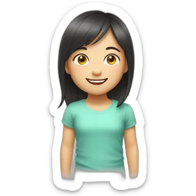 little asian girl, sun smiling sticker