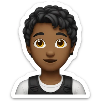 Boy with a black skirt, a black crop top, long socks and cat hears on his head sticker