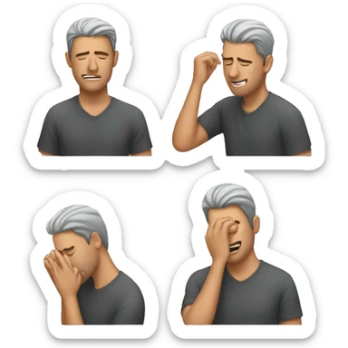 man tapping his head sticker