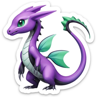 Violet-purple-black-white-gradients Meloetta-Rayquaza-Salandit-Pokémon-Fakémon-creature sticker